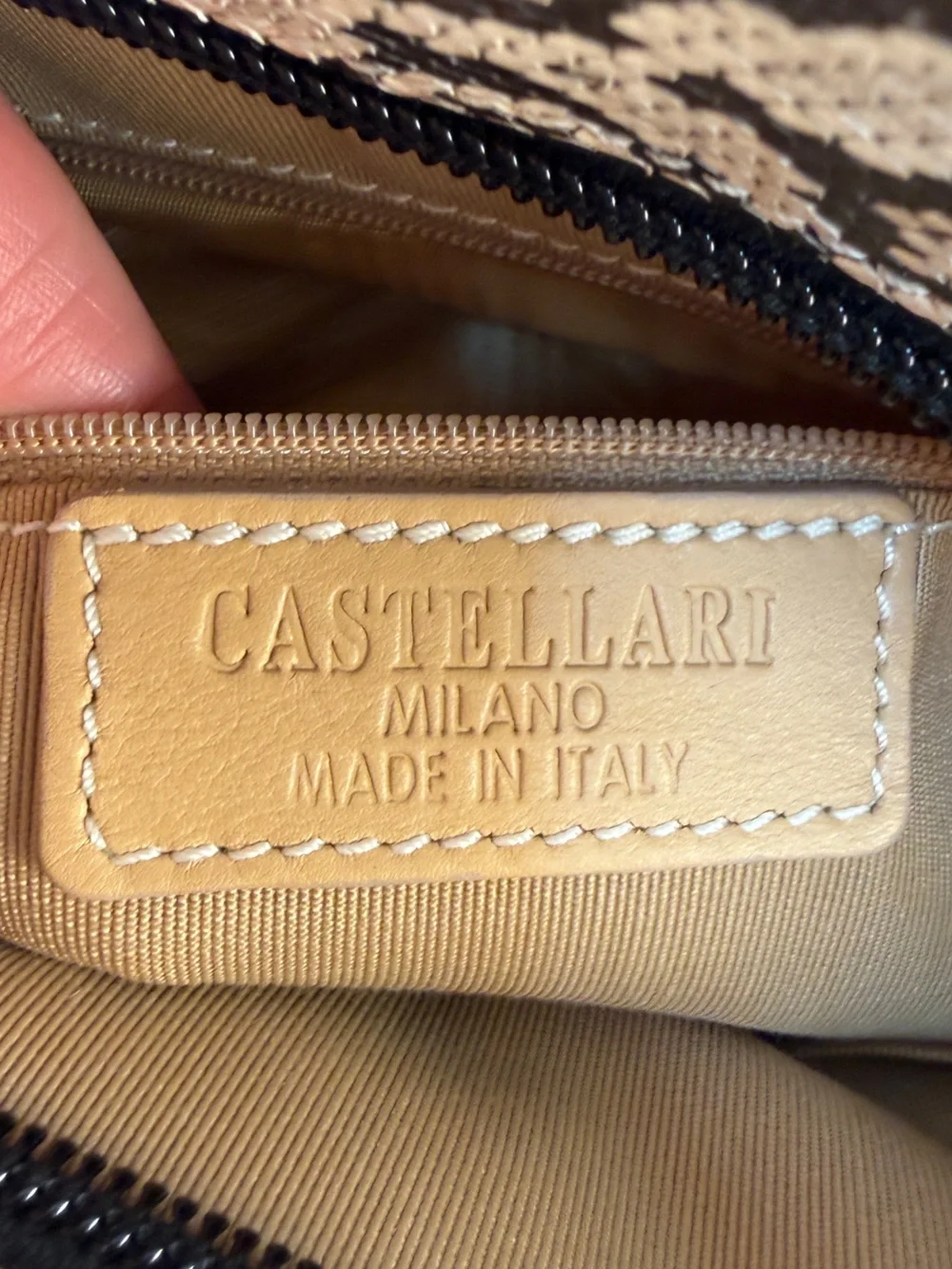 Castellari Milano Italian Leather & Denim Canvas Satchel-Snakeskin Leather Trim